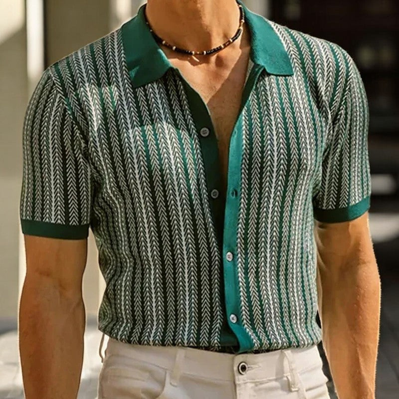 Herringbone organic cotton button-down shirt, additional detail view