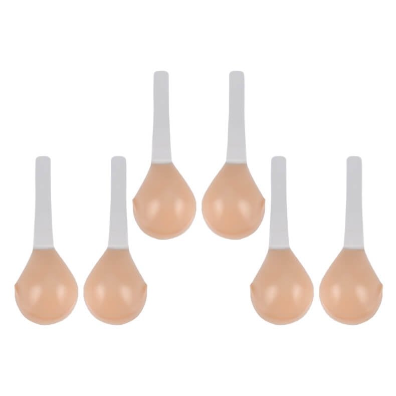 Nude adhesive silicone bra cups set with thin back straps and individual cup covers