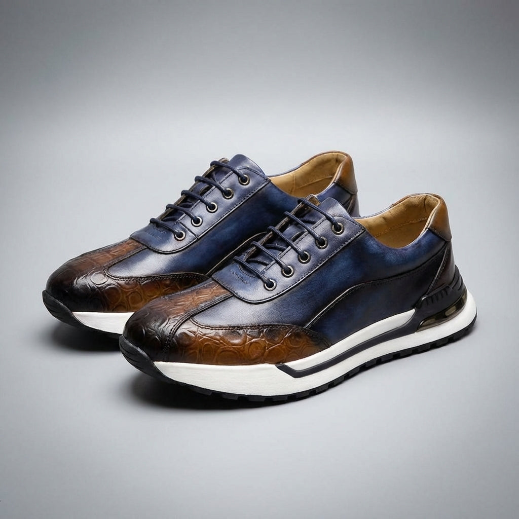 Sleek padded ankle sneakers, lying flat view