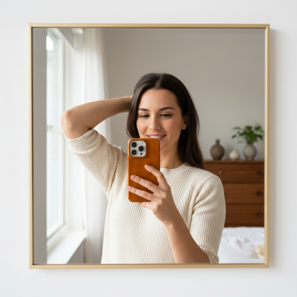 Oil-wax leather iPhone case in black with raised camera cutouts