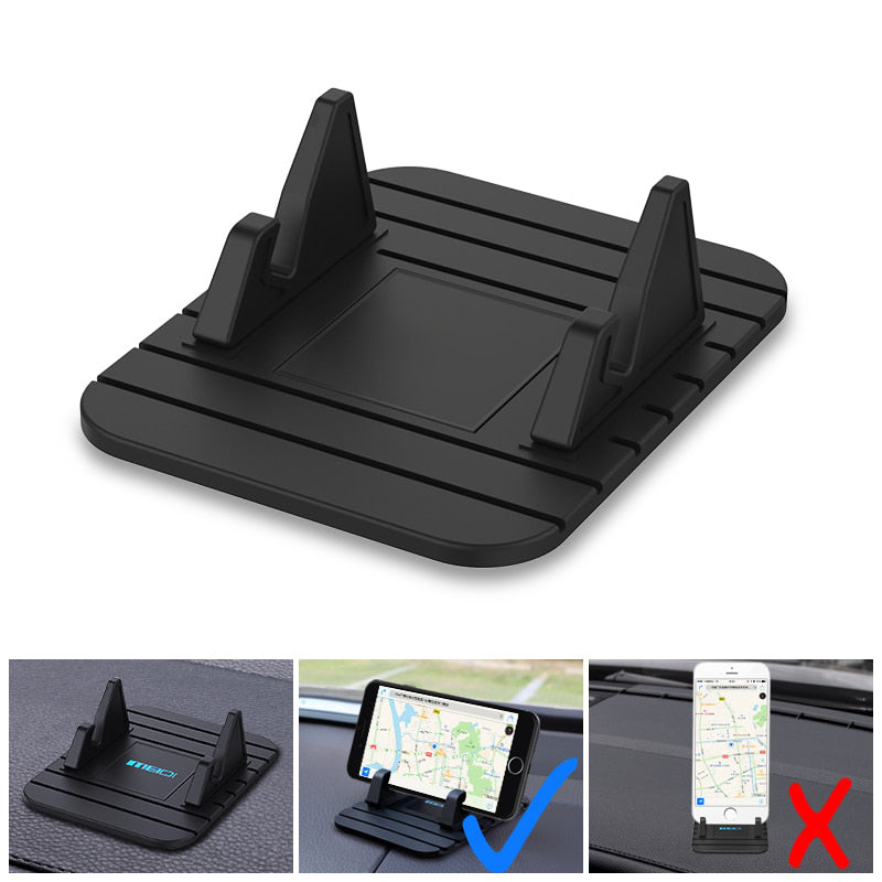 Black non-slip phone holder base with two raised supports