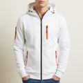Multi-pocket zip hoodie, white color view