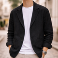 Two-button lightweight casual blazer, black color view
