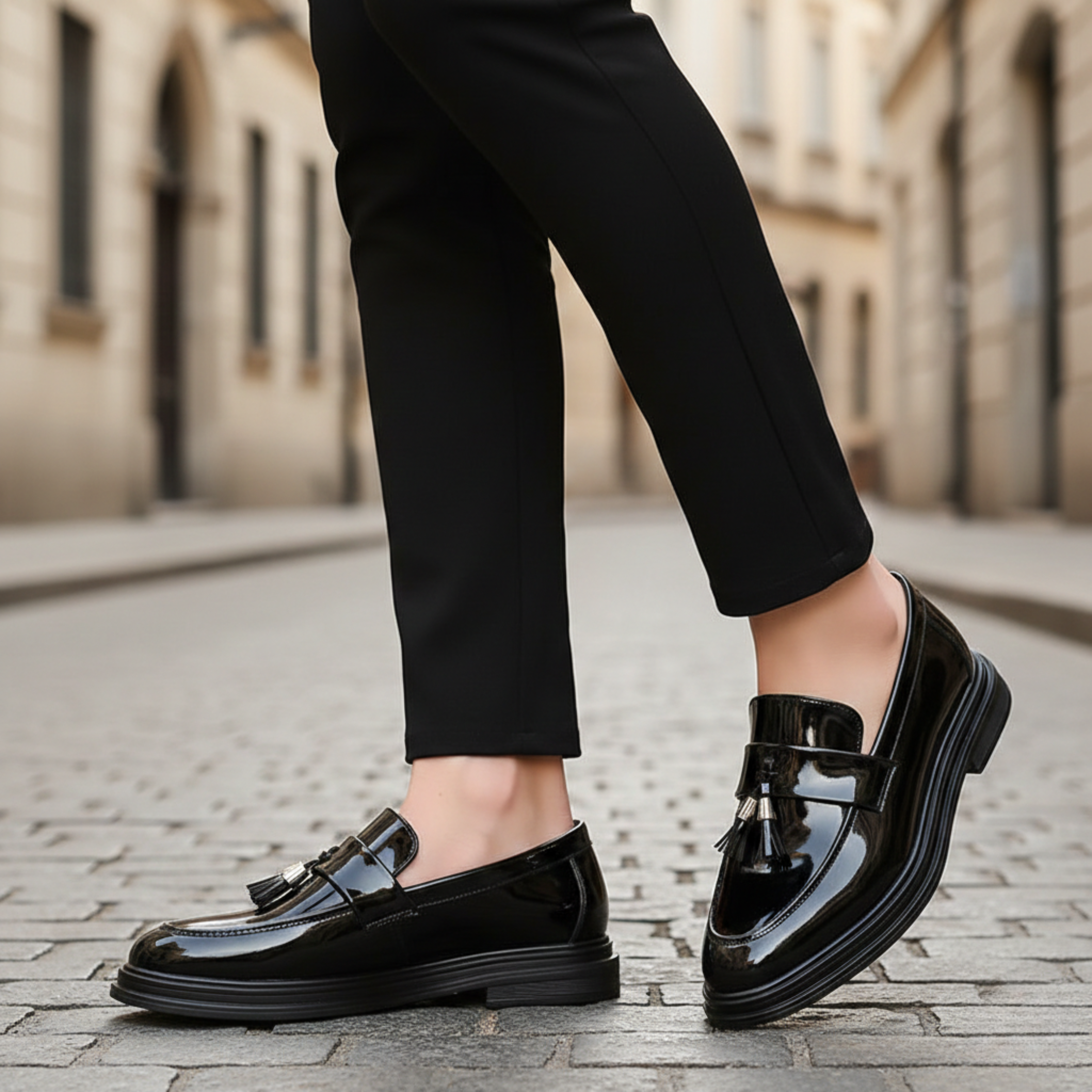 Classic tasseled slip-on loafers, front view