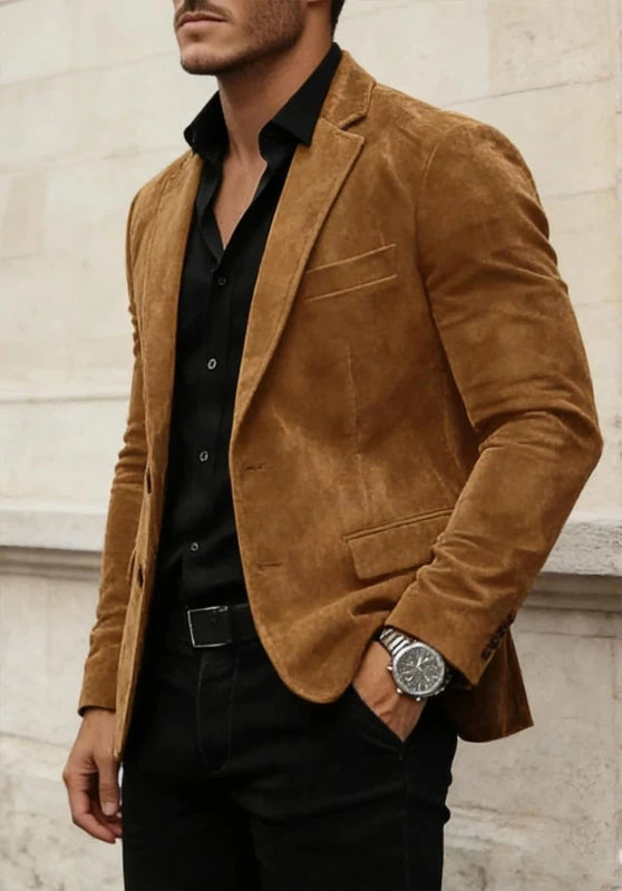 Slim fit two-button blazer, side profile