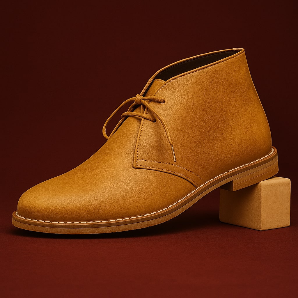 Classic hand-stitched chukka boots, sandstone color view