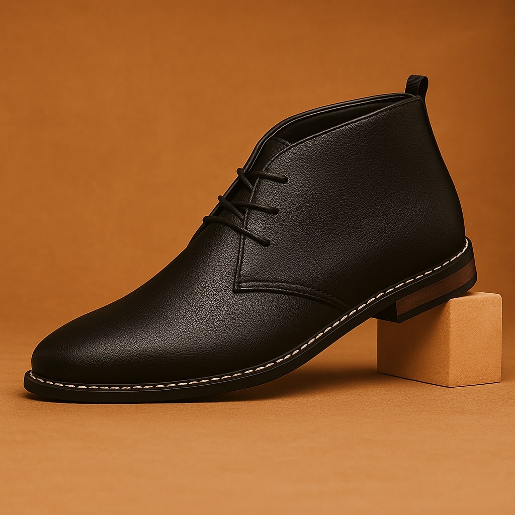 Classic hand-stitched chukka boots, onyx color view