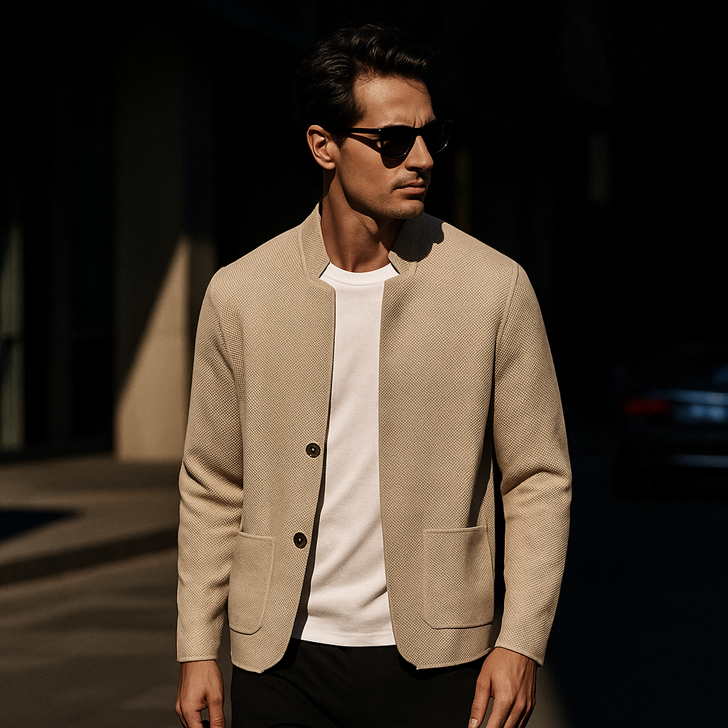 Classic Stand Collar Knit Cardigan