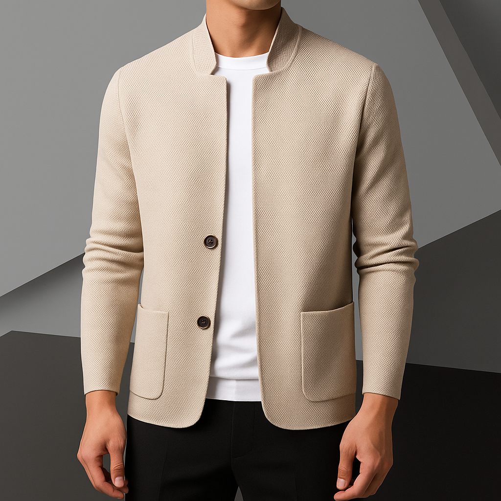 Classic Stand Collar Knit Cardigan