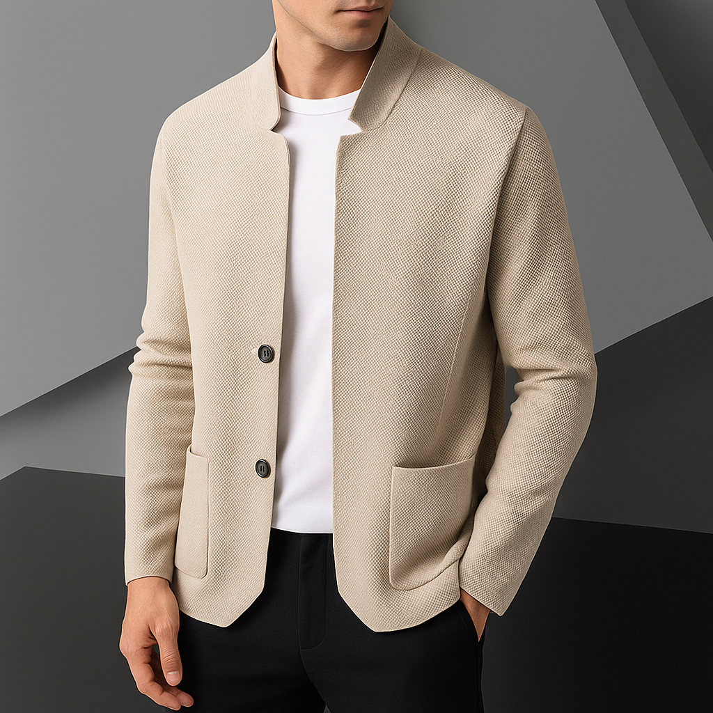Classic Stand Collar Knit Cardigan