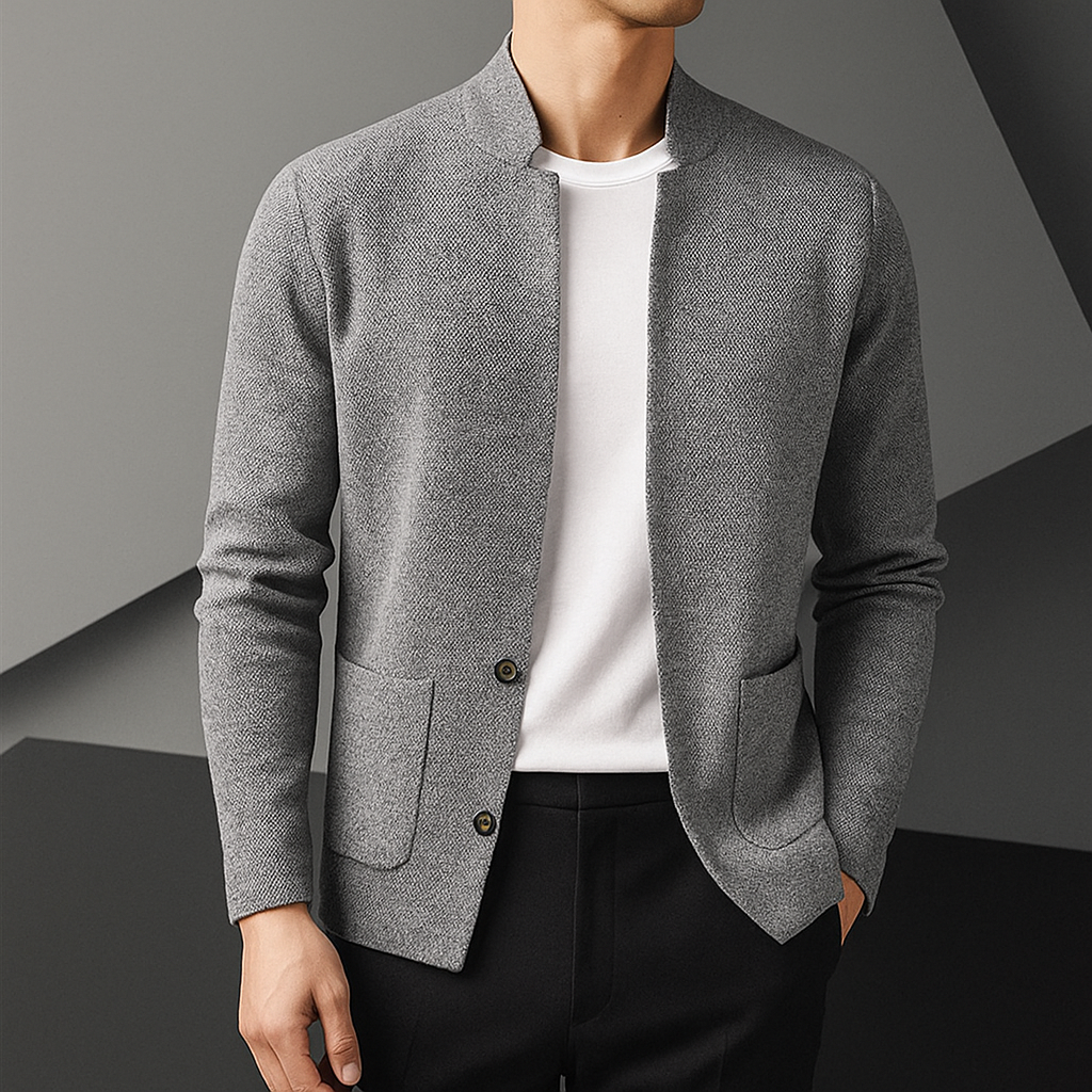 Classic Stand Collar Knit Cardigan