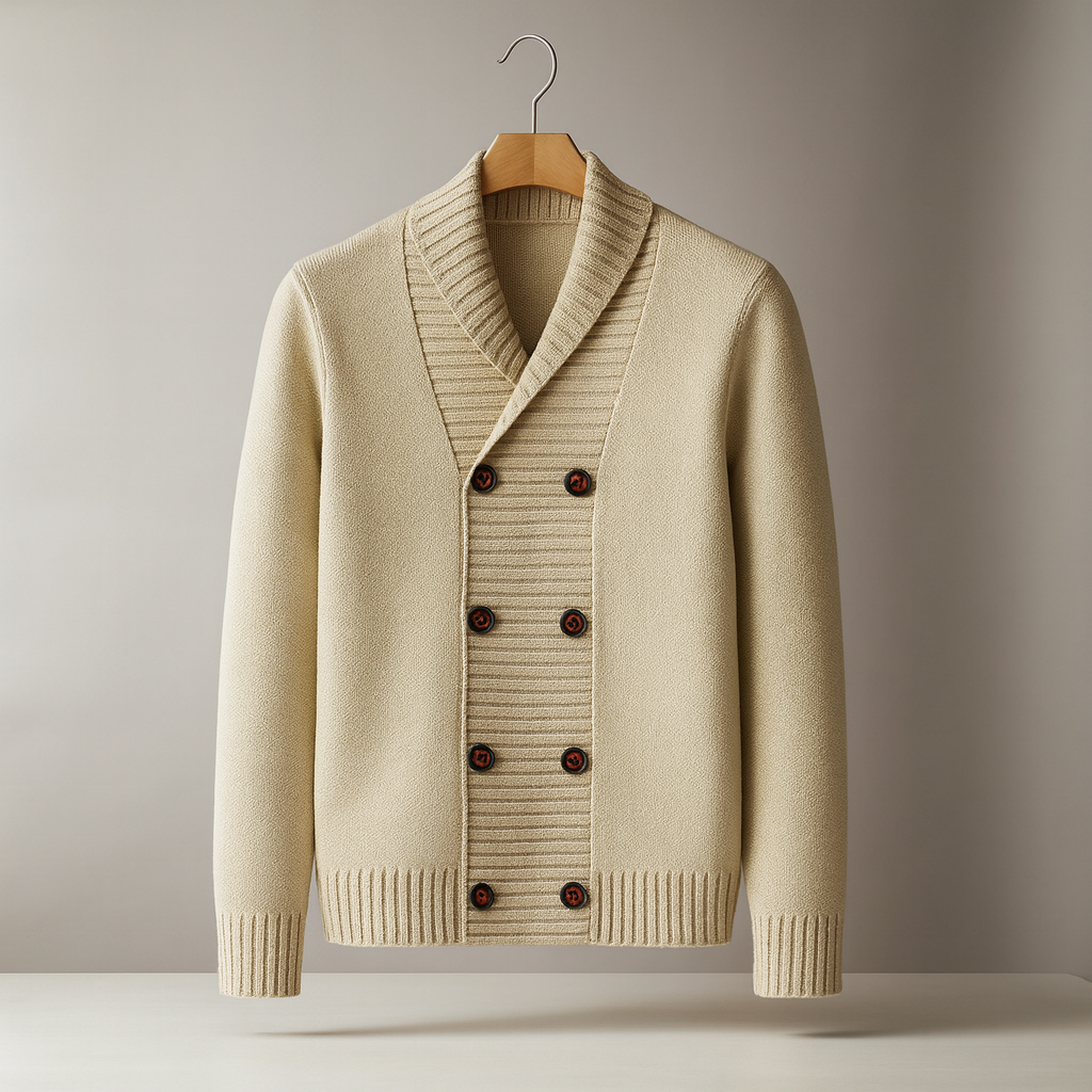 Men's Shawl Collar Double-Breasted Cardigan