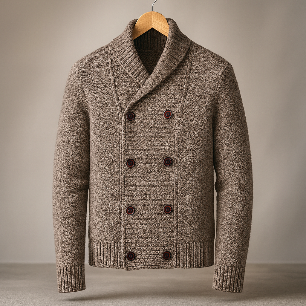 Men's Shawl Collar Double-Breasted Cardigan