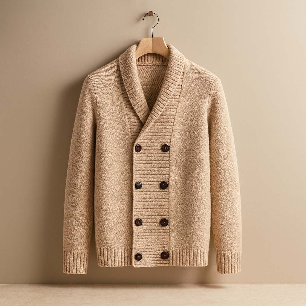 Men's Shawl Collar Double-Breasted Cardigan