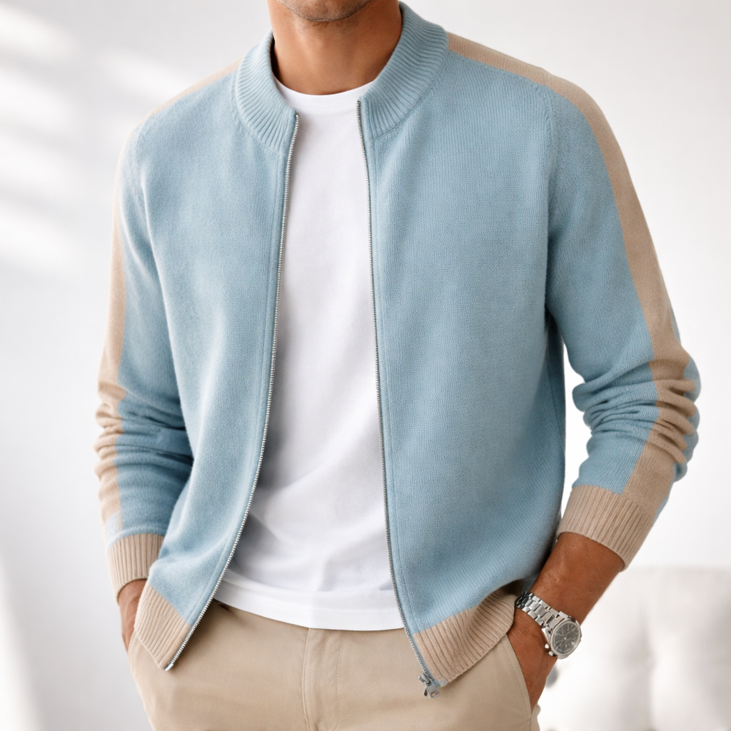 Tailored layering jacket, final styled view