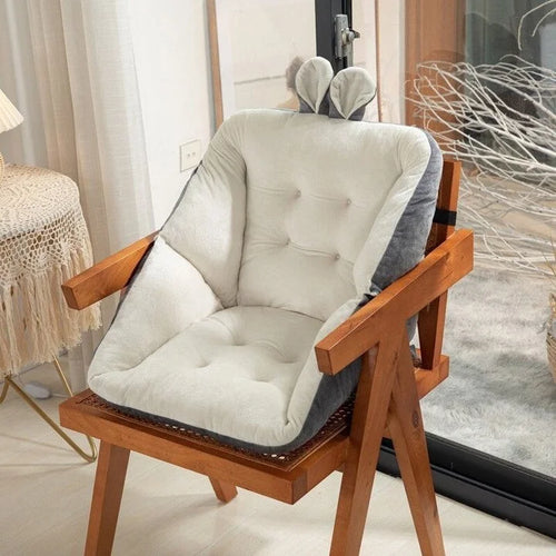 Sciatica relief cushion with white padded backrest and contoured seat pads