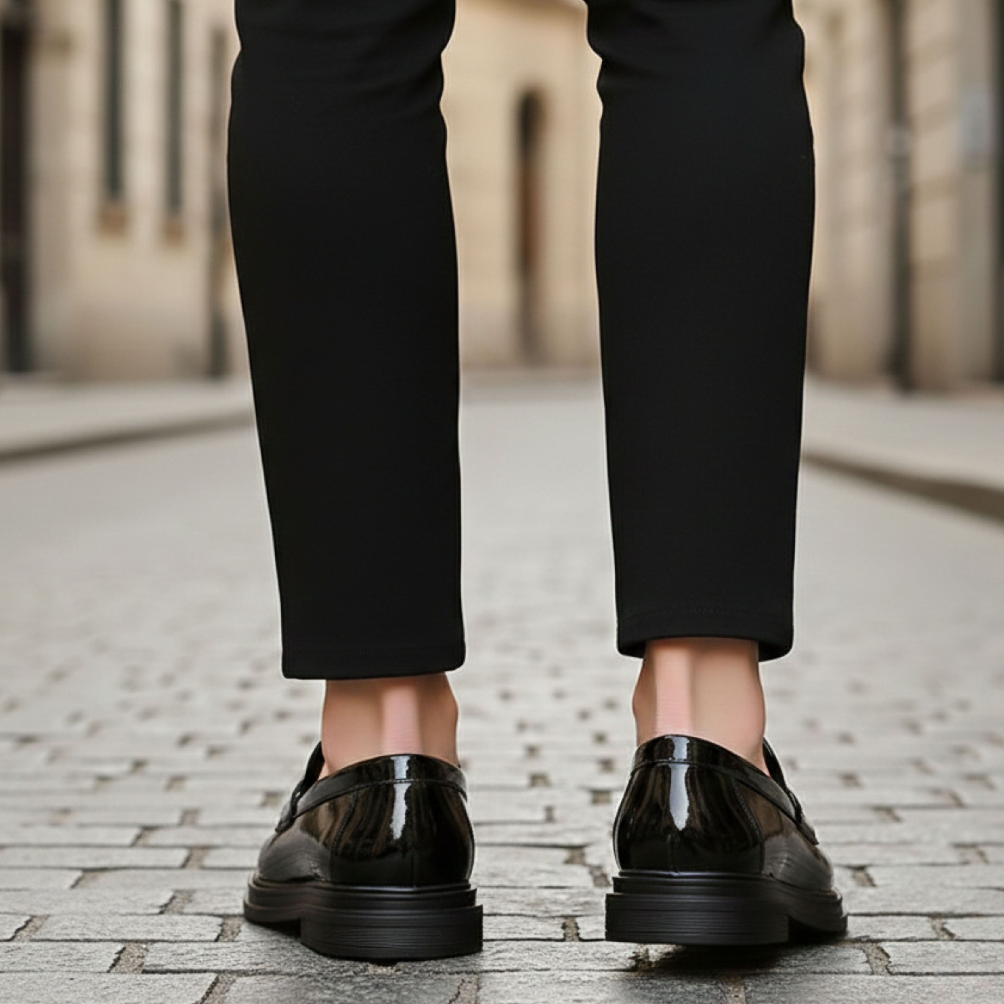 Classic tasseled slip-on loafers, styled front view