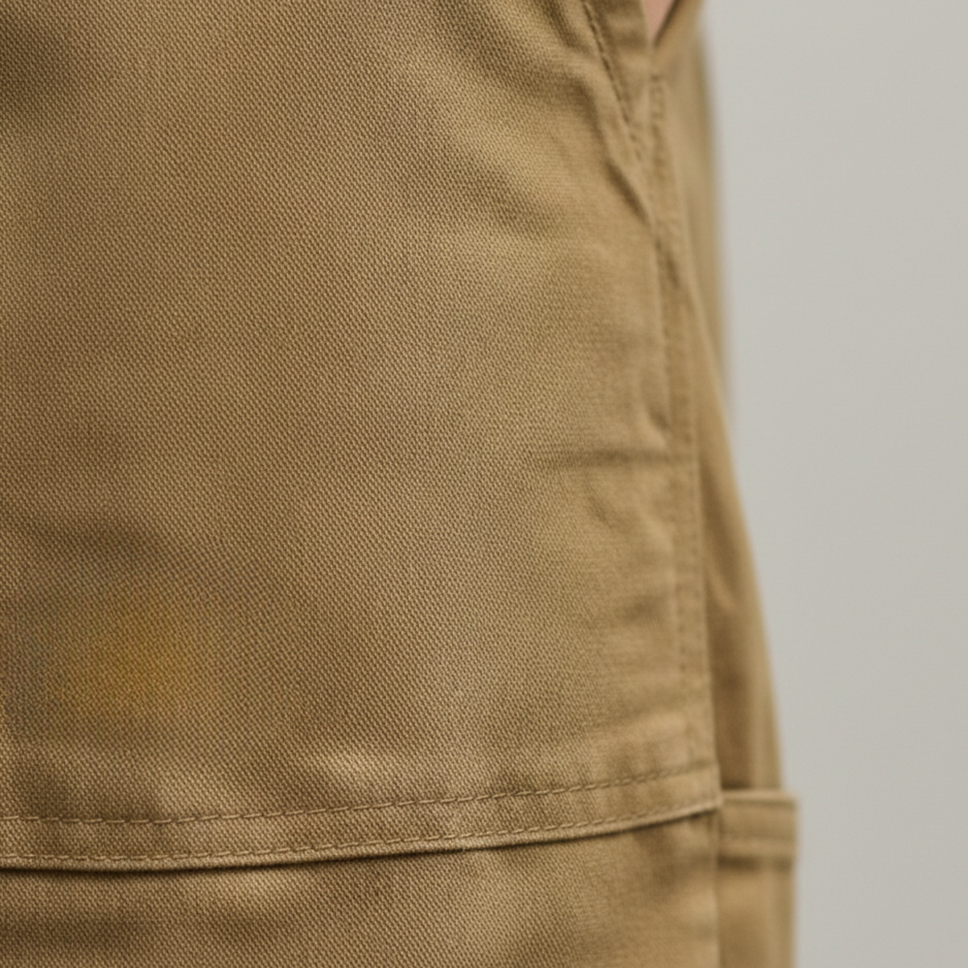 Relaxed straight-leg cargo pants, close-up detail
