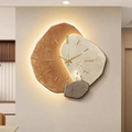 Two-tone wood LED wall clock with deer motif and golden hands, glowing edge light