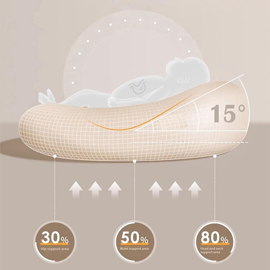 Ergonomic cotton baby lounger cover, cream quilted lounger shape with star and moon prints