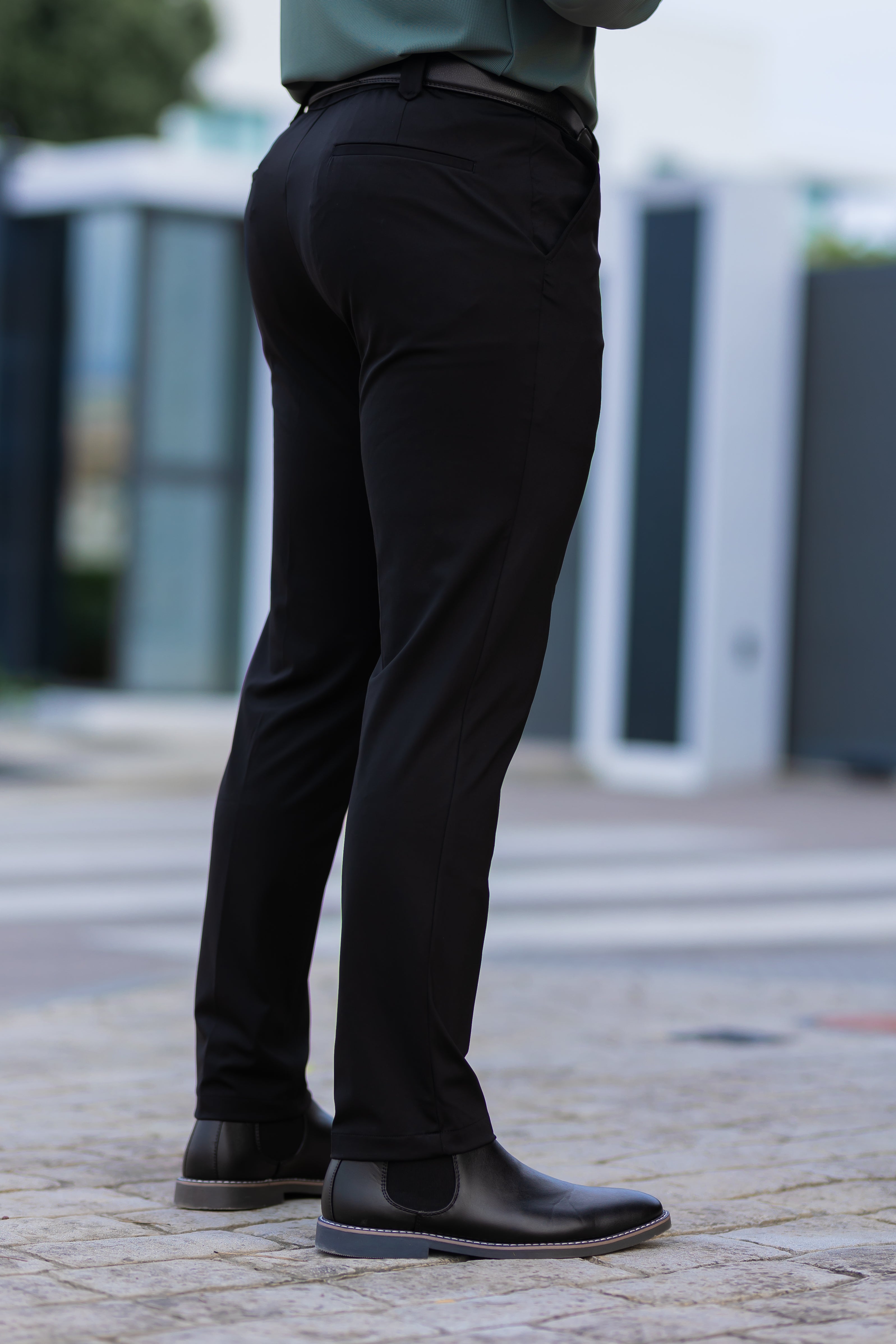 Tailored tapered ankle pants, worn front view