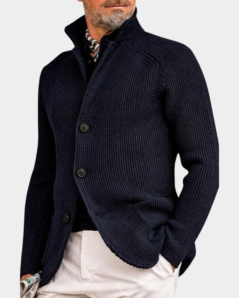 Men's Textured Knit Button Cardigan