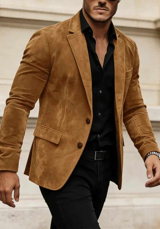 Slim fit two-button blazer, back view