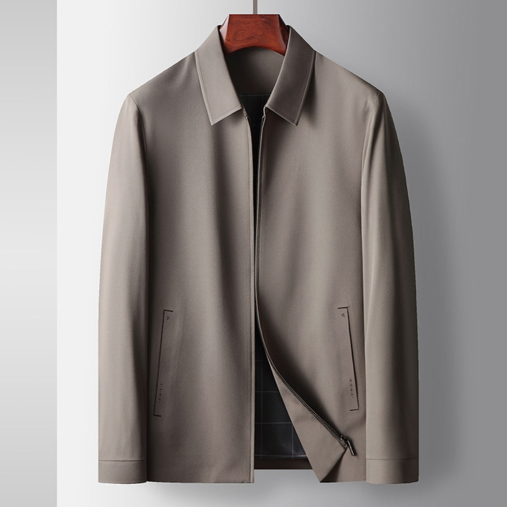 Wrinkle-resistant zip jacket, khaki color view