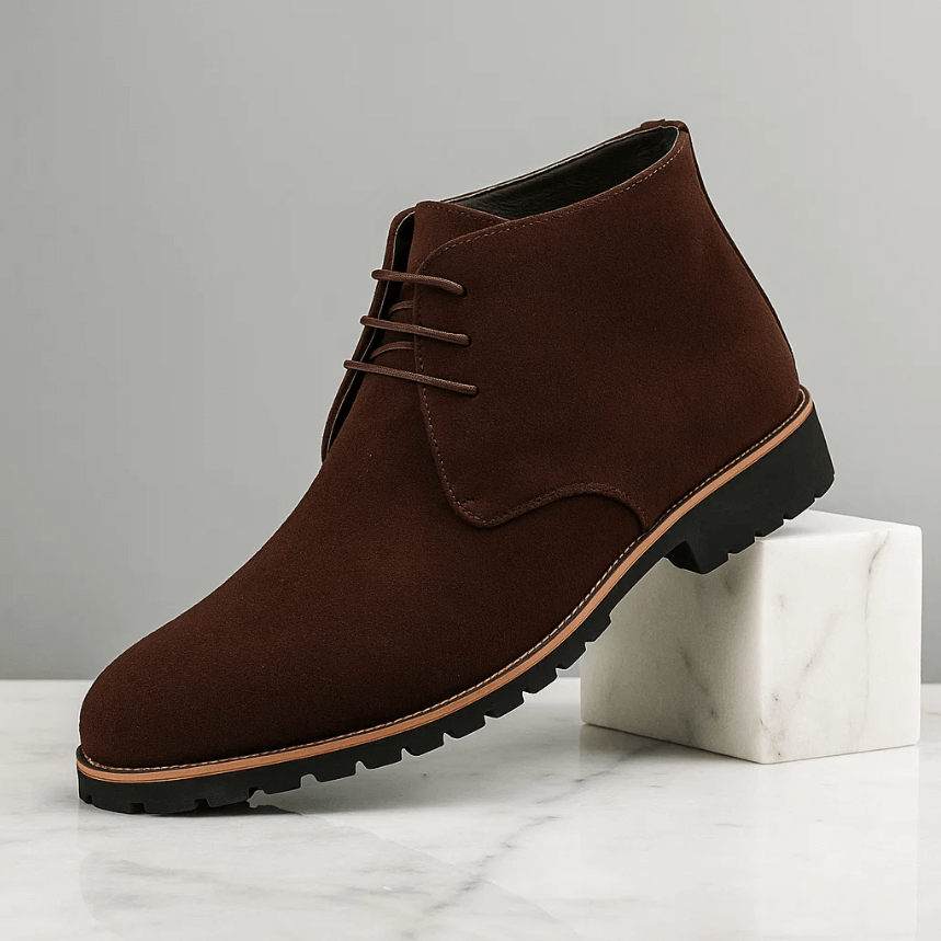Structured lug-sole ankle boots, front view