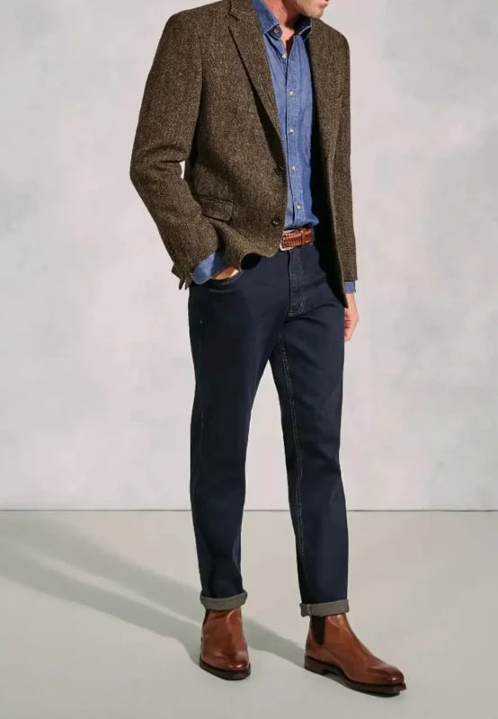 Notch lapel two-button blazer, close-up detail