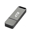 Grey waterproof USB flash drive, 4TB capacity label and dark connector