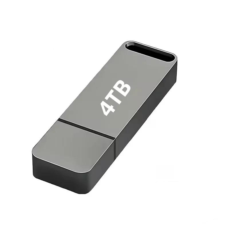 Grey waterproof USB flash drive, 4TB capacity label and dark connector