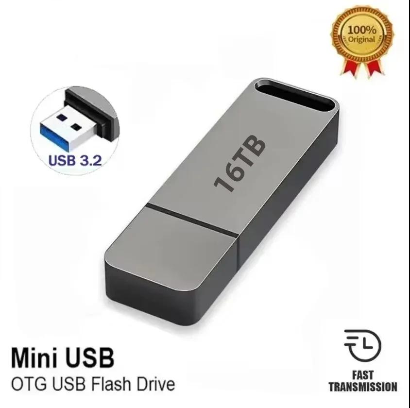 Grey mini USB OTG waterproof flash drive, 10TB capacity label