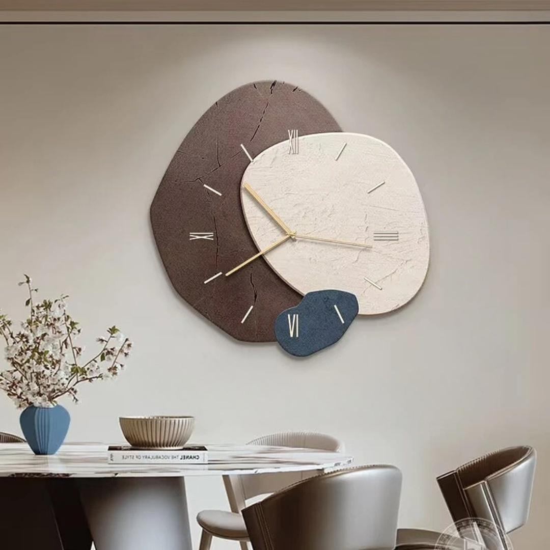 Two-tone LED wood wall clock with Roman numerals, golden hands, glowing rim