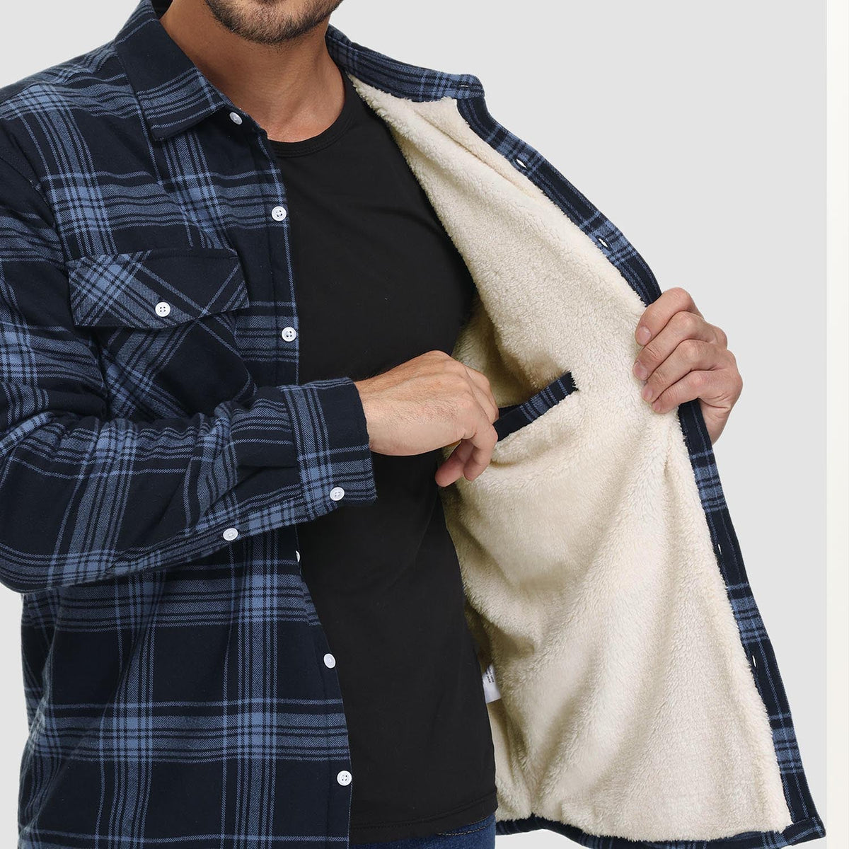 Men's Plaid Fleece Lined Jacket