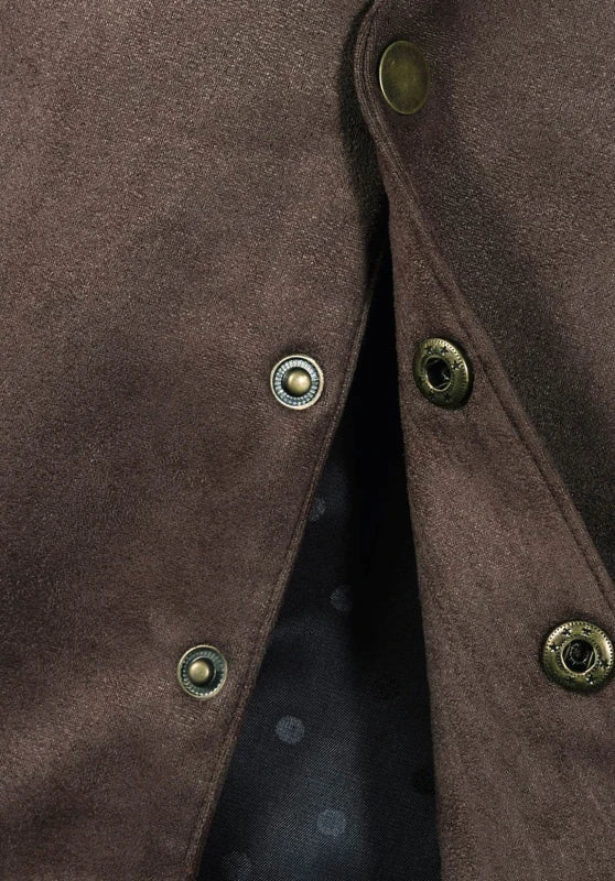 Five-button v-neck vest, worn front view
