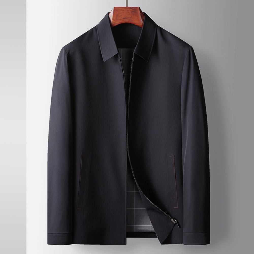 Wrinkle-resistant zip jacket, front view