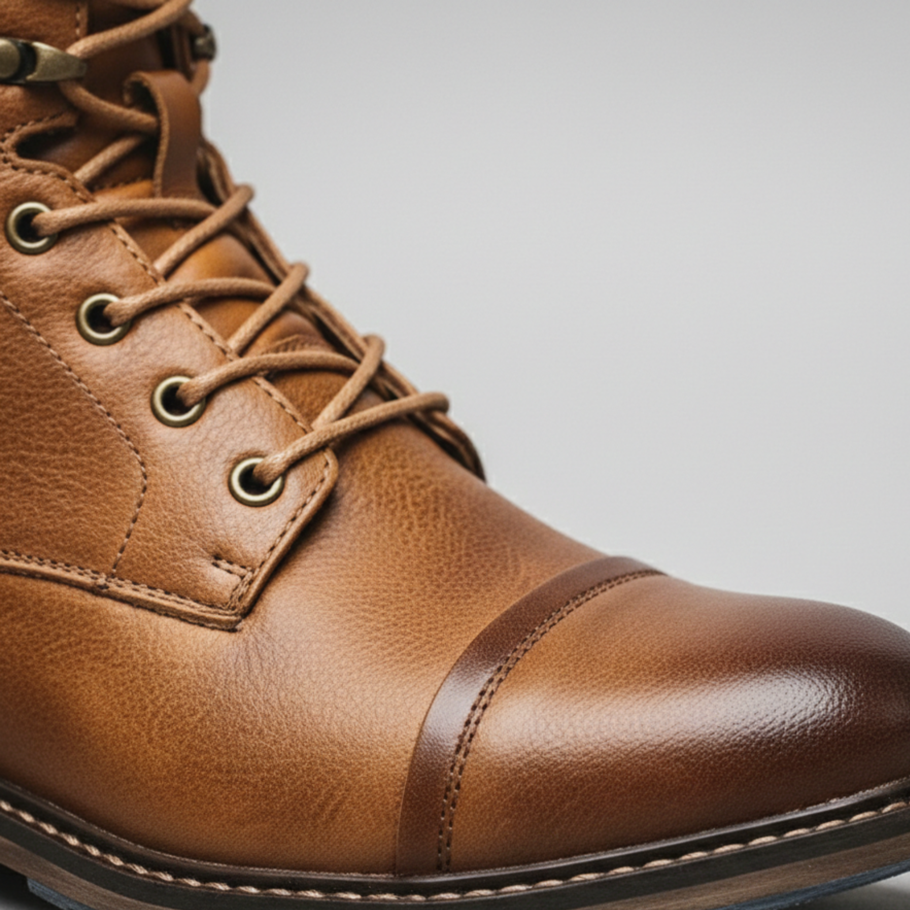 Structured ankle lace-up boots, close-up detail