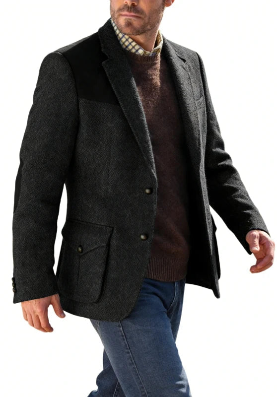 Contrast shoulder panel blazer, back view