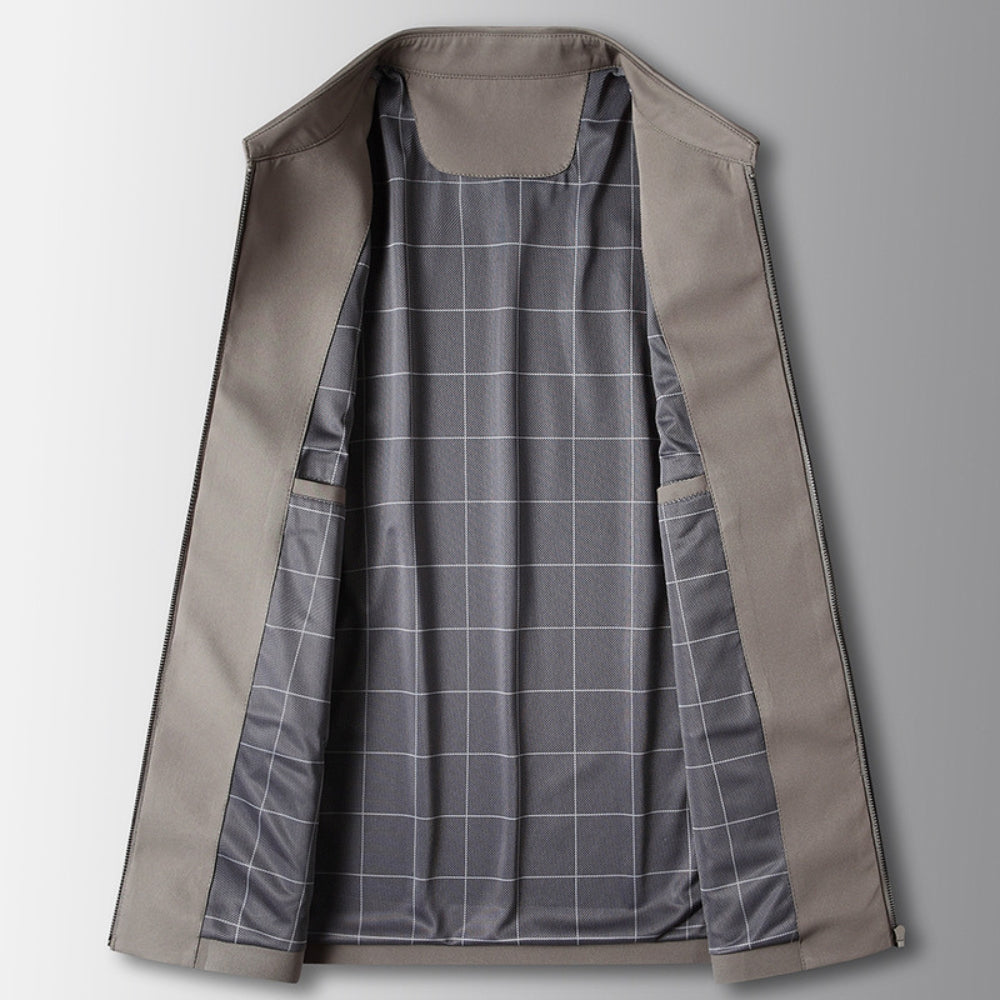 Wrinkle-resistant zip jacket, black green color view
