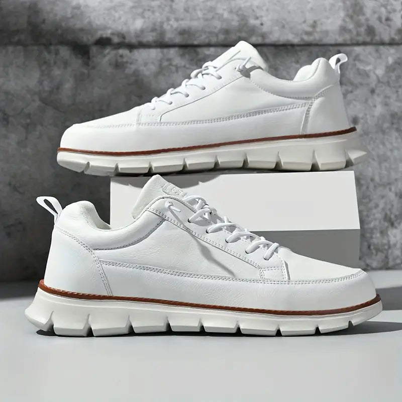 Lightweight versatile casual sneakers, white color view