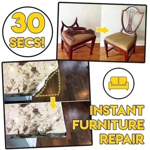 Instant furniture repair glue showing quick bonding for chairs and furniture