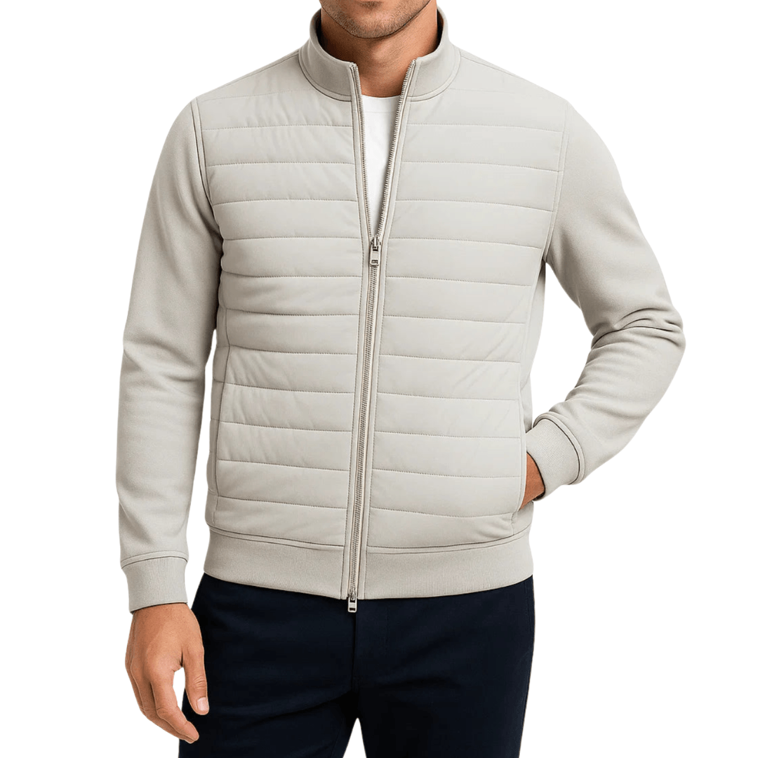 Hybrid quilted puffer jacket, light gray color view
