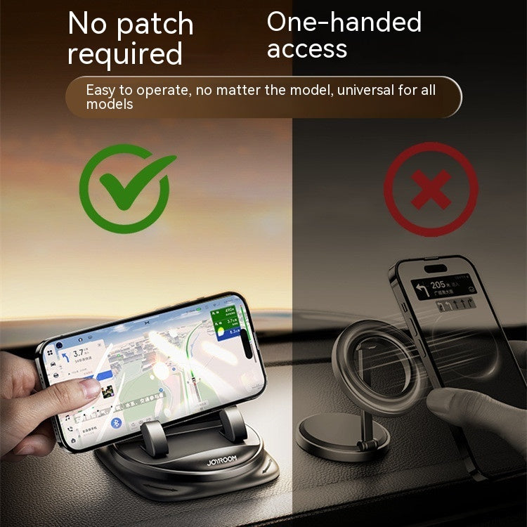 Black dashboard phone mount with handheld base and universal spring arms