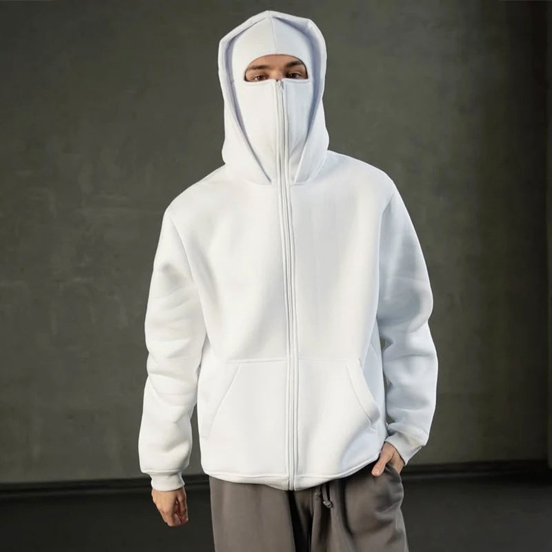 Full Zip Face Covering Hoodie Jacket