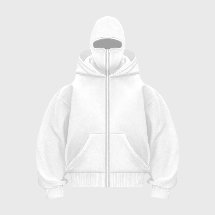 Full Zip Face Covering Hoodie Jacket
