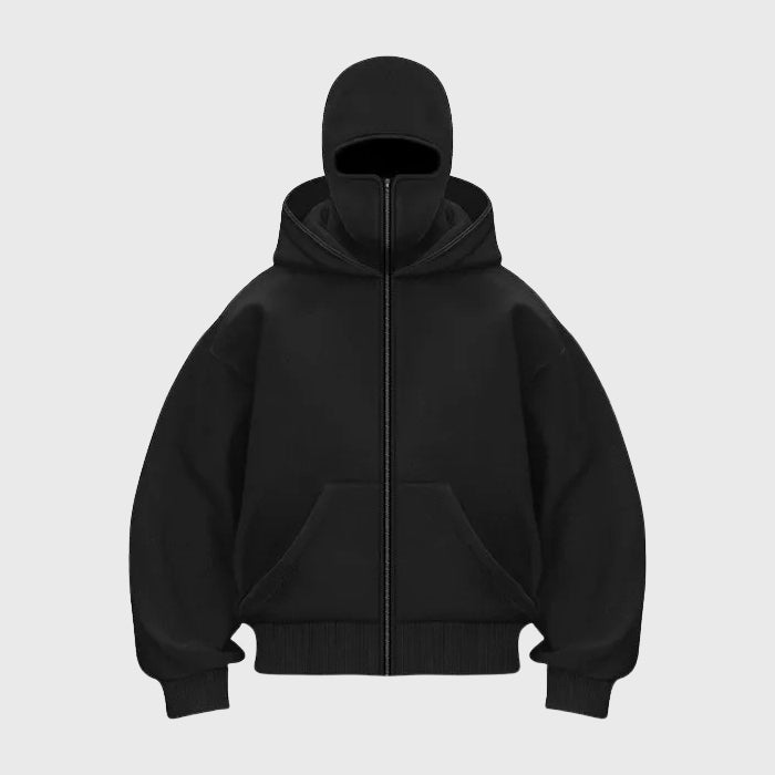 Full Zip Face Covering Hoodie Jacket