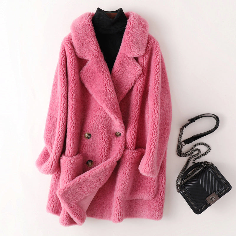 Women's Plush Double-Breasted Coat