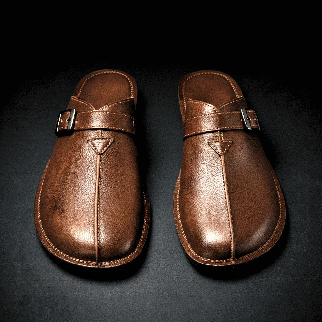 Men's Buckle Strap Backless Loafers