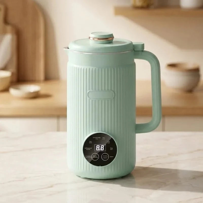Mint green automatic blender pitcher with handle and digital mode display